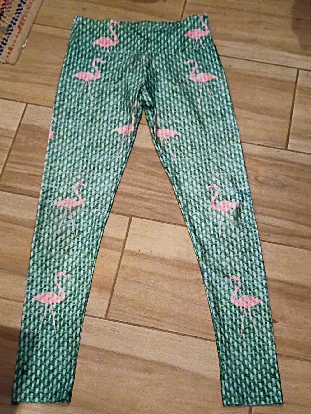 Goldsheep Laguna Beach Leggings Fitness Yoga Pants Flamingo Green Pink Wicker L